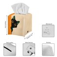 thumbnail image 3 of FUIALDOLG Suqare Tissue Box Holder, 5.1"X5.1"X5.5" Waterproof Tissue Box Cover PU Leather Facial Organizer for Dresser Bathroom Home Decor (Black Cat), 3 of 7