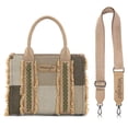 thumbnail image 3 of Wrangler Womens Canvas Woven Tote Bag Top Handle Boho Shoulder Bags With Strap, Tan, 3 of 7