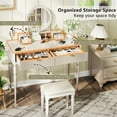 thumbnail image 4 of AENKYO Vanity Table with Stool & Adjustable Mirror, Vintage Modern Solid Wood Makeup Desk with 4-Drawer, Champagne, 4 of 12
