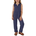 thumbnail image 2 of GiLiling Girls Linen 2 Piece Outfit Sleeveless V-Neck Top and Loose High Waisted Summer Pants Set (Navy, 13-14 Years), 2 of 7