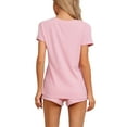 thumbnail image 3 of INSPIRE CHIC Women's Pajamas Short Sleeves Tops and Elastic Waist Shorts Tracksuit Casual Lounge Sets M Pink, 3 of 6