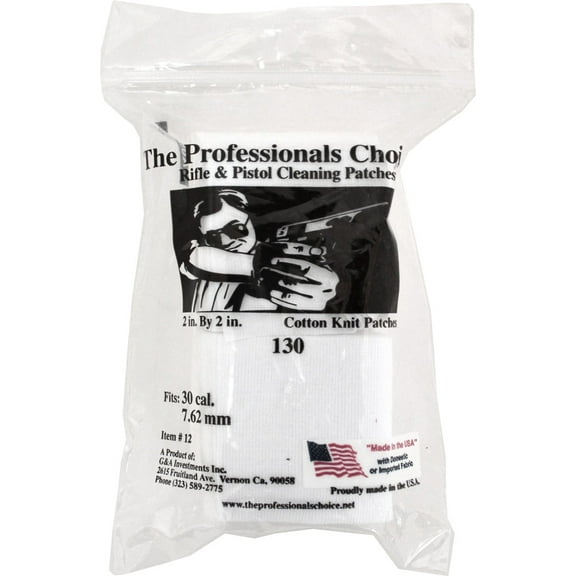 The Professionals Choice Square Knit Cleaning Patches 30 Cal / 7.62mm 130 pack
