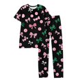 thumbnail image 3 of Garbnen Womens Pajama Sets Valentines Day Bow Print Short Sleeve Crew Neck Tops and Full-Length Pajama Pant Spring Summer Pajamas Sleepwear, 3 of 4