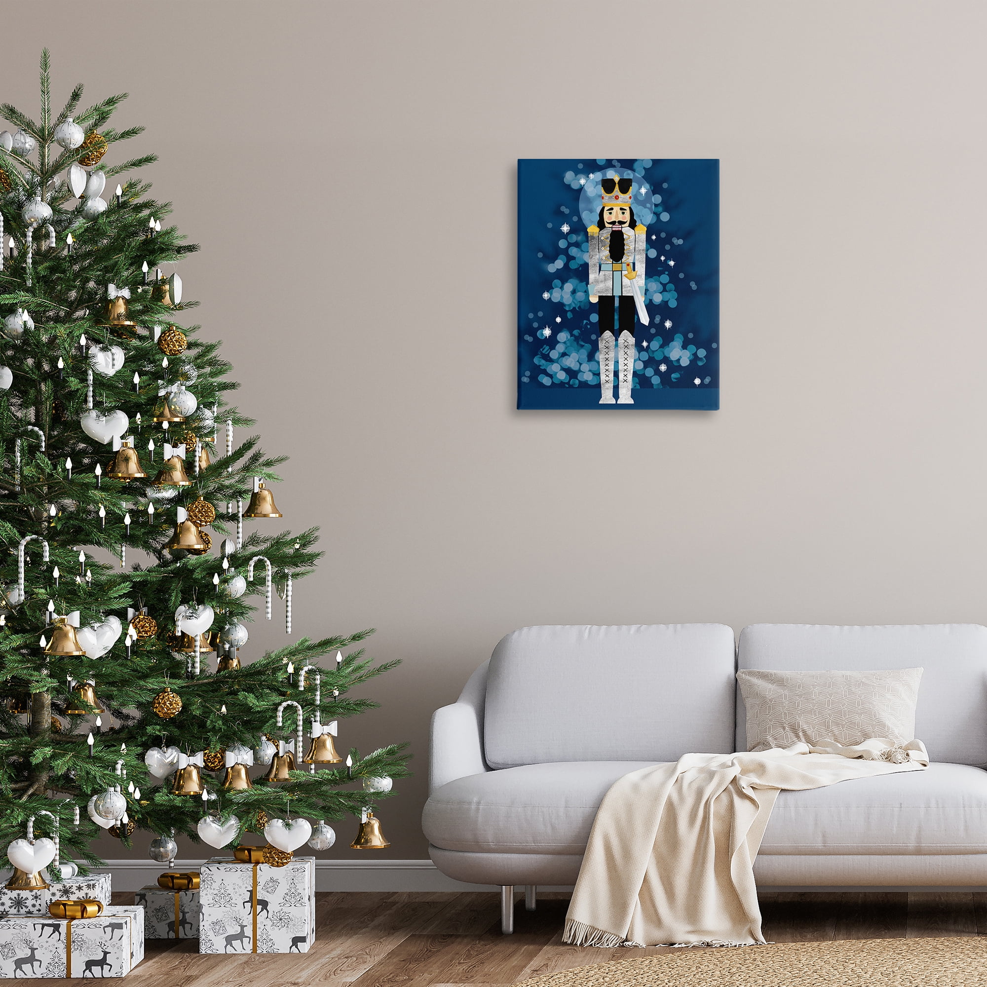 Stupell Industries Seasonal Modern Nutcracker Holiday Painting Gallery Wrapped Canvas Art Print Wall Art, 24 x 30