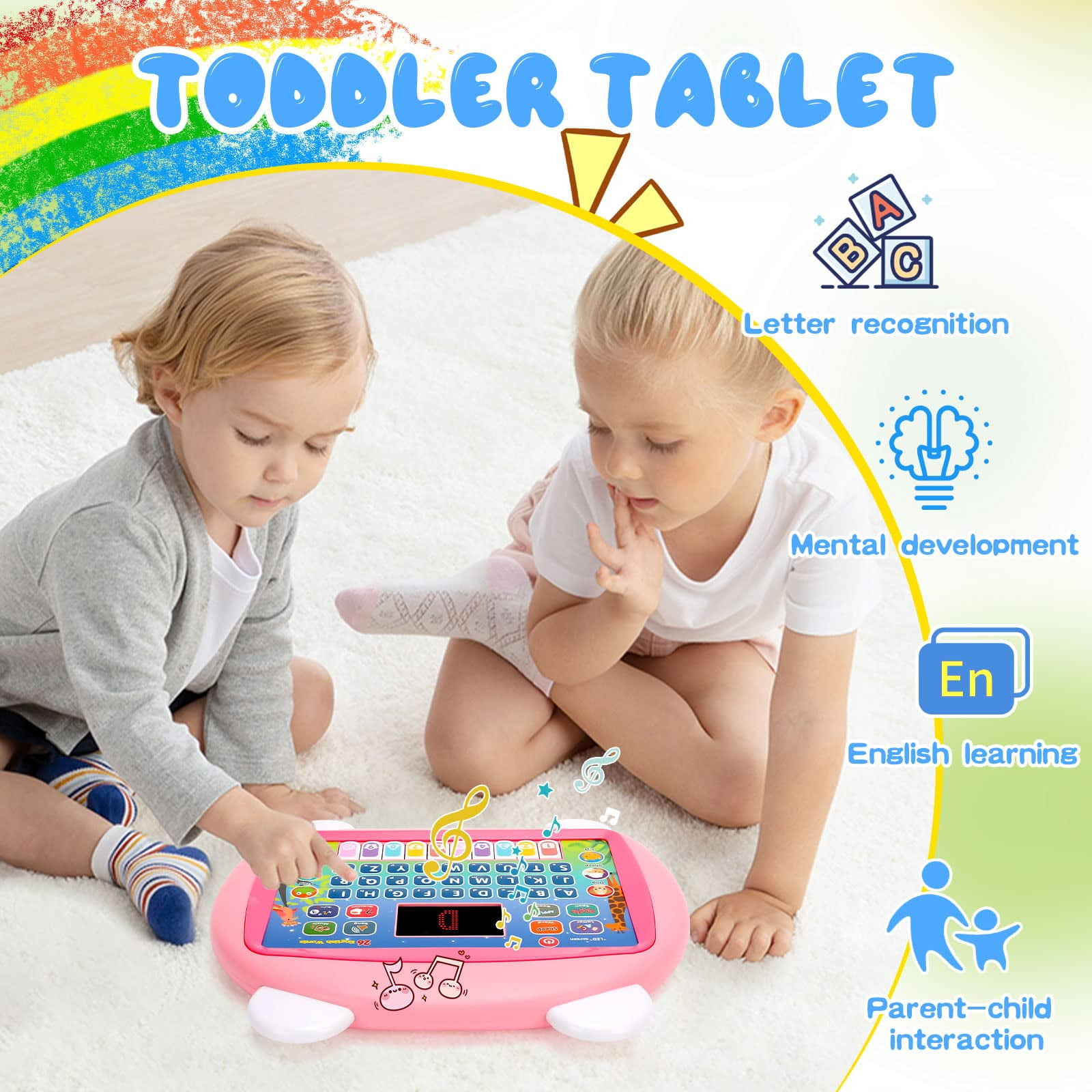 Dikence Gifts for 1 2 3 Year Old Girls Toddler Educational Learning Toys for 1 2 3 Year Old Boys Gifts Toddler Tablet for Kids Age 1 3 Montessori