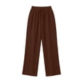 thumbnail image 7 of Utoimkio Women's Textured Crinkled Cropped Wide Leg Pants Drawstring Elastic High Waist Lightweight Straight Ankle Trousers with Side Pockets for Summer Beach Daily Walking, 7 of 7