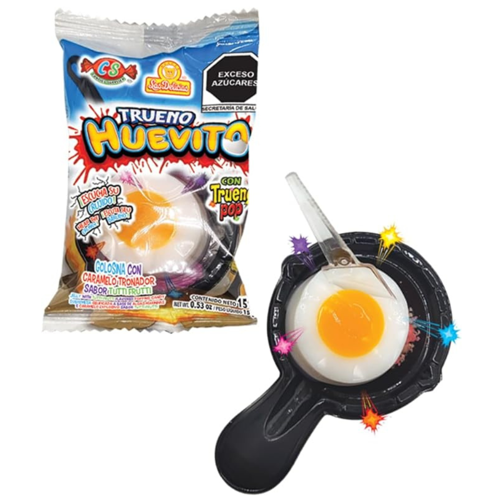 Las Delicias Trueno Huevito Egg-Shaped Gummy with Popping Candy 24pz