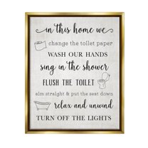 Stupell Industries In This Home Bathroom Rules Graphic Art Metallic Gold Floating Framed Canvas Print Wall Art, Design by Natalie Carpentieri
