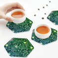 thumbnail image 7 of Pofeuu Green Disco Lights Print Leather Coasters Set of 6, Round Cups Mugs Mat Pad for Home Kitchen Heat Resistant Drink Coasters,Hexagon, 7 of 7