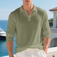 thumbnail image 6 of Linen Polo Shirts for Men Long Sleeve Button Polo Casual Collared Work Pullover Lightweight Breathable Sweatshirts, Fall Stylish Clothes for Daily Wear, 6 of 7