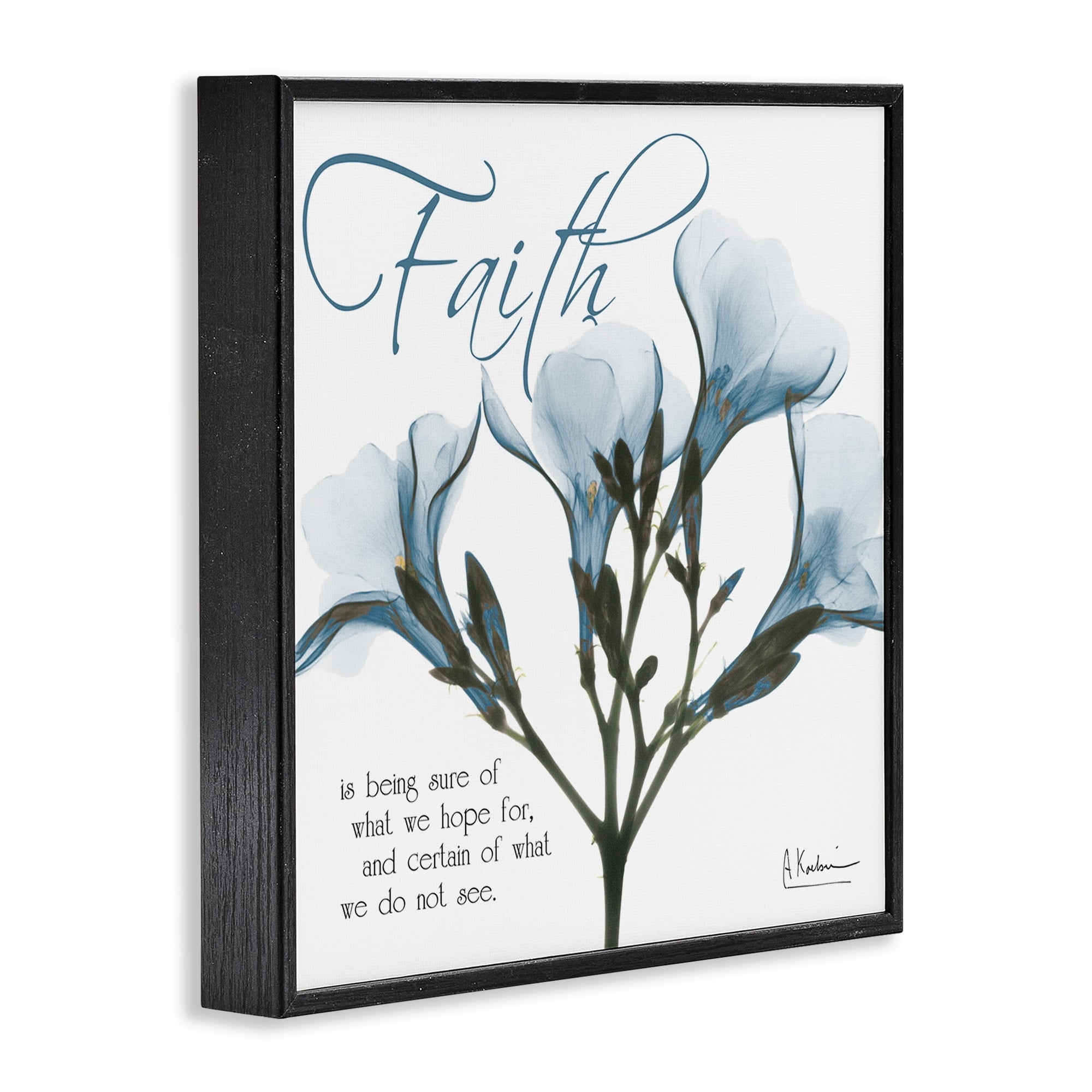 Stupell Industries Faith Quote Blue Nautical Flower Silhouette Black Framed by Albert Koetsier