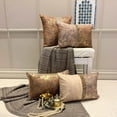 thumbnail image 2 of The HomeCentric Decorative Lumbar Pillow Cover Ivory & Gold 12"x16" (30x40 cm) Velvet Gold Foil Sequins Embroidered, Handmade Oblong Pillow Cover For Sofa, Couch, Abstract Modern - Shimmering Erosion, 2 of 8