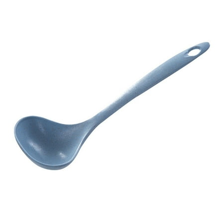 

Wheat Straw Soup Spoon Ladle Unbreakable Long Handled Porridge Spoon Tablespoon for Home Kitchen (Blue)