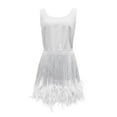 thumbnail image 2 of JBXKXYW Summer Dresses For Women 2024 Women's Solid Colour Vest Sexy Short Skirt Tassel Feather Short Skirt Two Piece Set Womens Dresses （White,XL）, 2 of 5