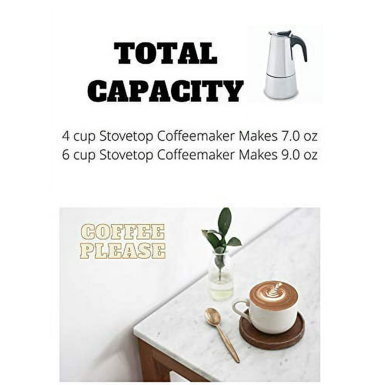 Imusa New 6 Cup Aluminum Stovetop Espresso Coffeemaker, Silver