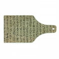 thumbnail image 1 of Egyptian Print Cutting Board, Hieroglyphs Grunge Pattern on Stripes Archeology History Language, Decorative Tempered Glass Cutting and Serving Board, Wine Bottle Shape, Sand Brown Black, by Ambesonne, 1 of 1