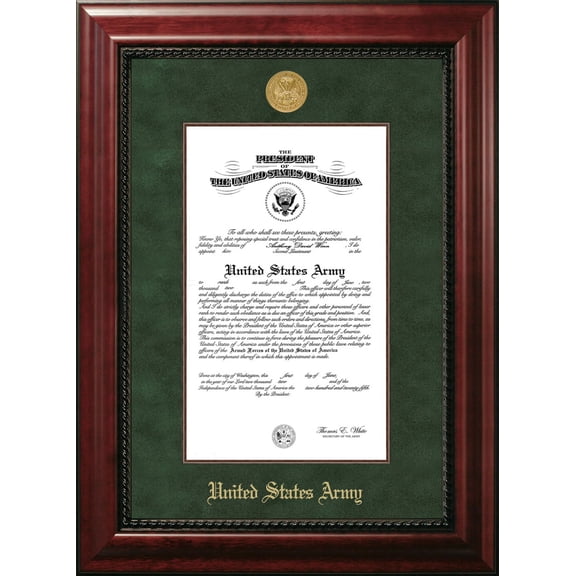 Patriot Frame's Army 9x14 Certificate Executive Frame with Gold Medallion with Mahogany Filet