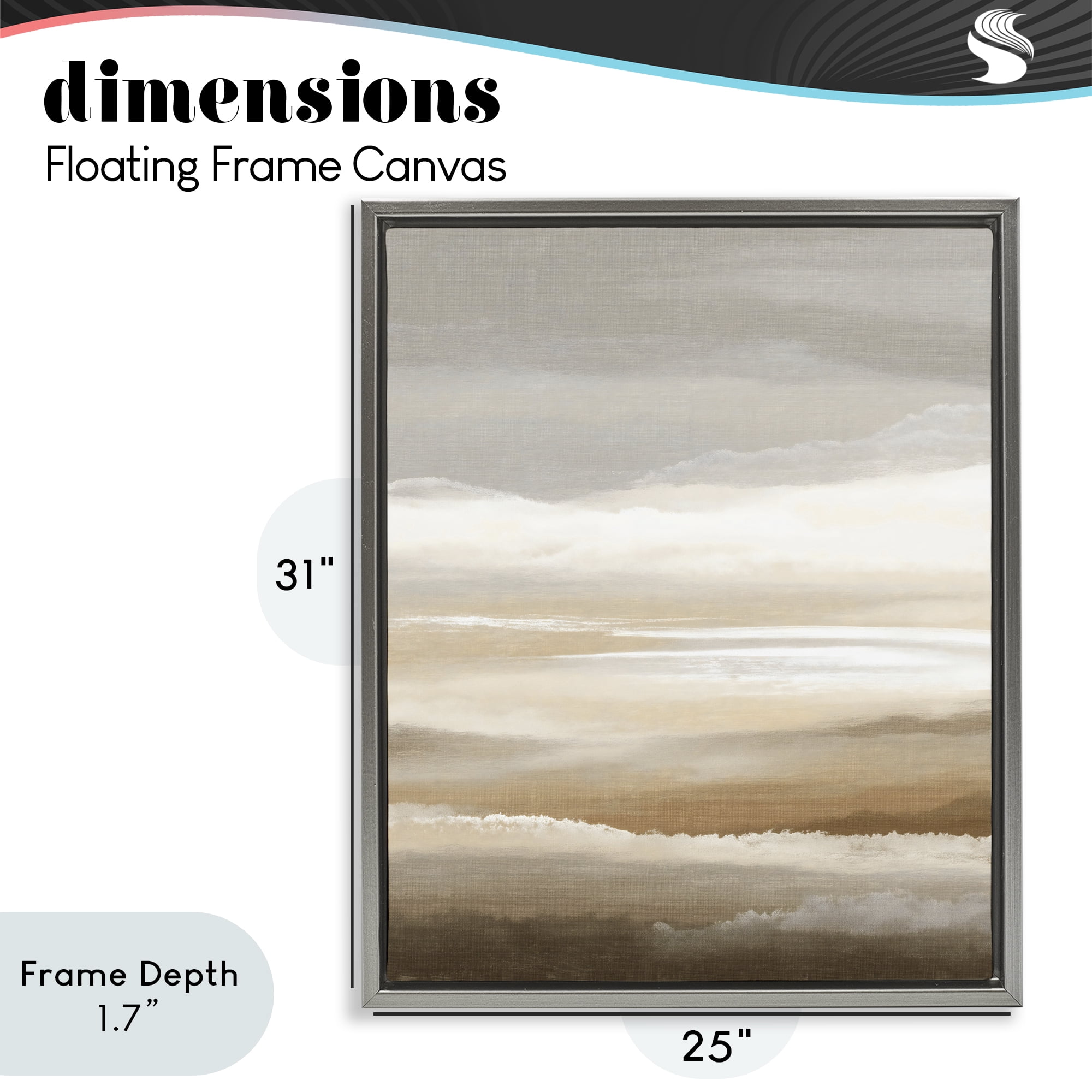 Stupell Industries The Horizon Serene Cloud Layers Gray Framed Floater Canvas Wall Art, design by Ink Drop Loft