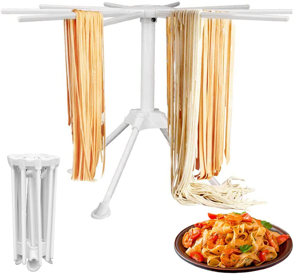 Pasta Drying Rack,Collapsible Plastic Spaghetti Noodle Dryer with 10 Bar Handles Spaghetti Drying Rack Noodles Hanging Drying Holder Rack Spaghetti Pasta Maker for Home Kitchen 