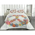 thumbnail image 2 of Ambesonne Colorful Quilted Coverlet 3 Pcs, Peace Equality Flower, Queen Size, Multicolor, 2 of 4