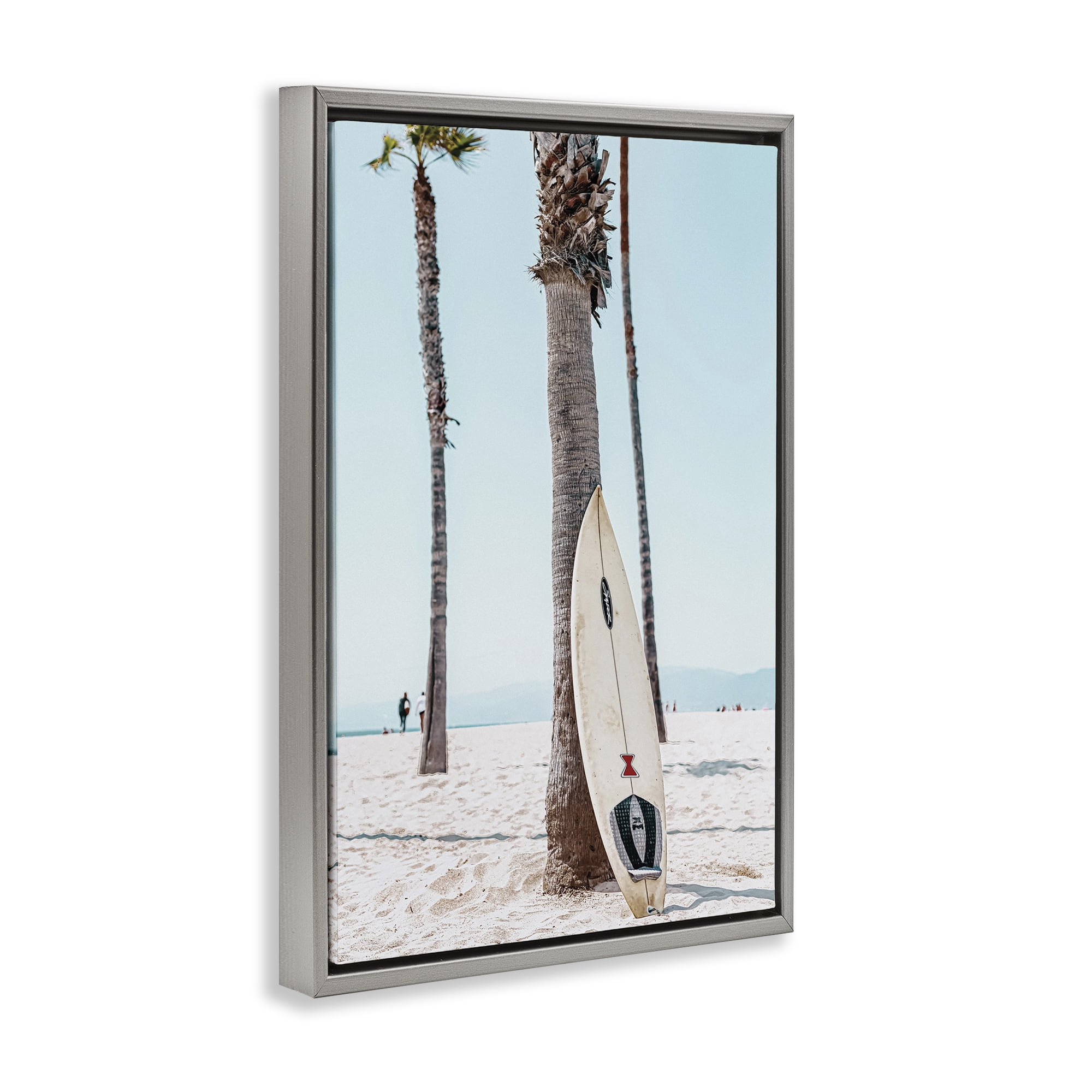 Stupell Industries California Summer Surfboard Nautical & Beach Photography Gray Floater Framed Canvas Art Print Wall Art, 17 x 25