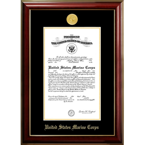 Patriot Frame's Marine 9x14 Certificate Classic Mahogany Frame with Gold Medallion