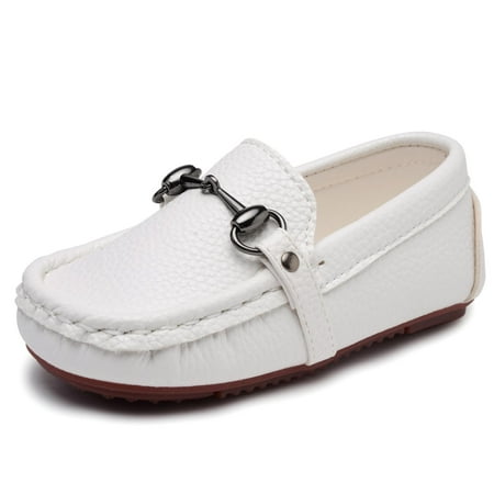 

Odema Toddler Boys Soft Split Leather Slip-On Loafer Boat Dress Shoes