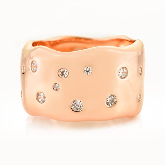 Rose Gold-Plated 925 Sterling Silver Cubic Zirconia Band Ring for Women, USA