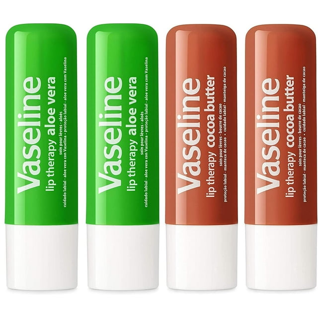Bálsamo labial con vaselina en barra, aloe y cacao, paquete de 4