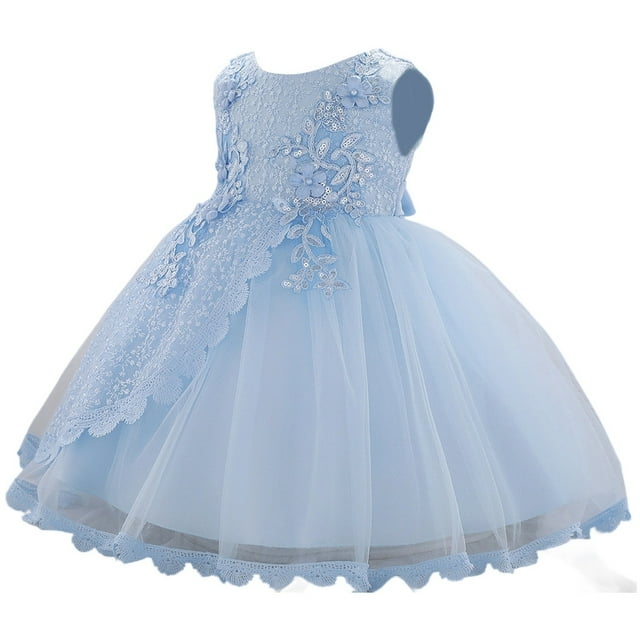 Robes pour Bébé Fille Robes de Cérémonie pour Filles Robe Bleu Pâle pour Fille Robe de Circonstance Spéciale pour Fille Robes pour la Journée des Enfants pour Filles 0-3 Mois