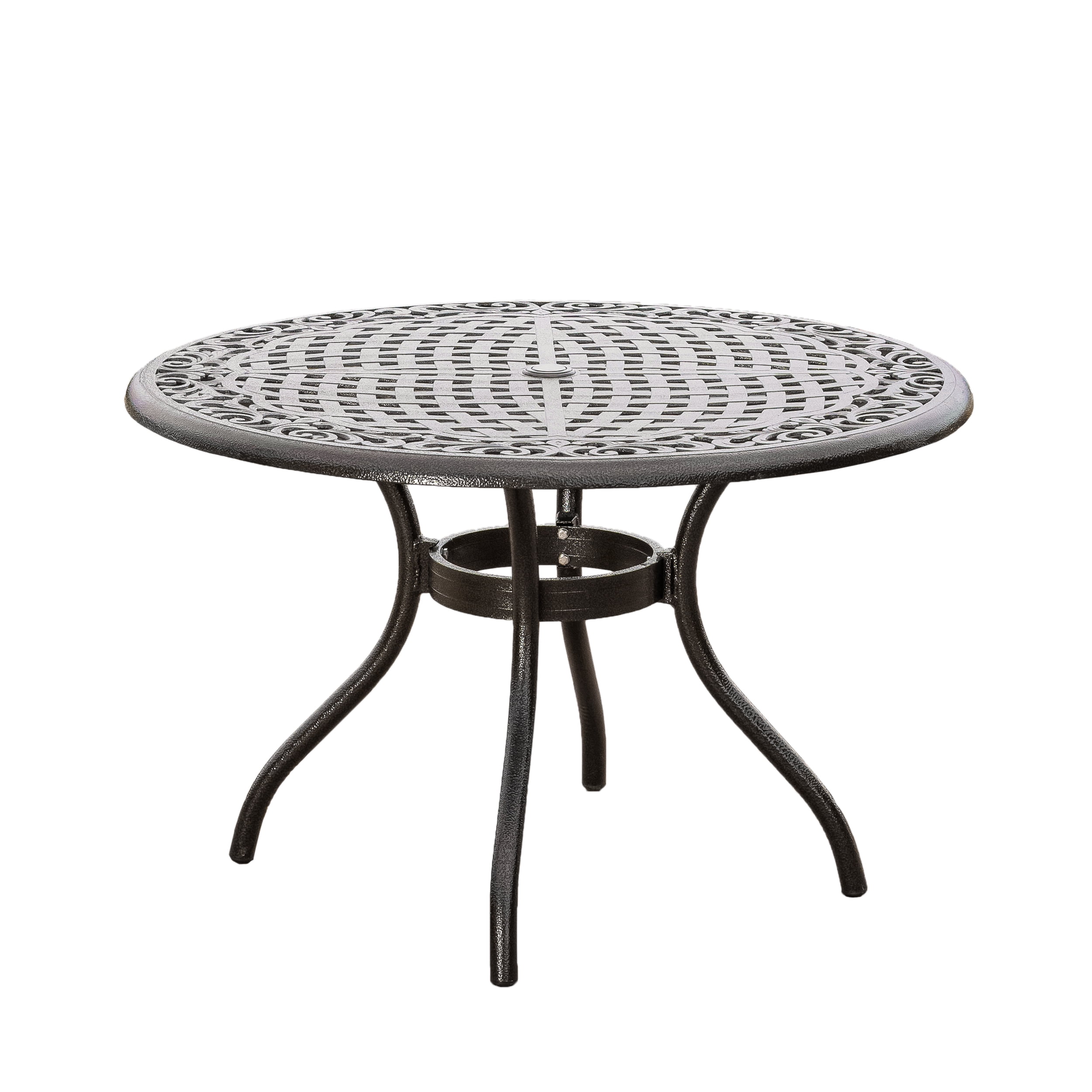 Outdoor Cast Aluminum Round Dining Table 48 Inch, Large Leisure Desktop for Patio Garden, Bronze