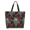 thumbnail image 3 of Fuzoiu Skull and Red Roses Print Tote Bags for Women,Shoulder Bag, Gym Tote,Top Handle Ladies Shoulder Bags for Work Beach Travel and Shopping Grocery, 3 of 9