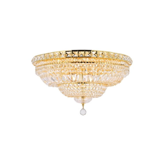 Tranquil 12 light Gold Flush Mount Clear Royal Cut Crystal