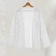 thumbnail image 4 of Lace Cardigan Women Long Sleeve Cover Up, Lightweight Hollow Out Knit Top, Casual V Neck Open Front Sweater, Solid Color Boho Lace Trim Blouse for Daily Layering, 4 of 5