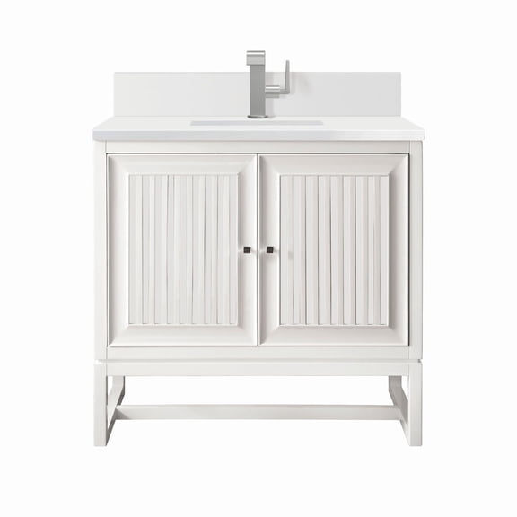 James Martin Vanities E645-V30-1Wz Athens 30" Single Basin Poplar Wood Vanity Set - White