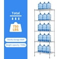 thumbnail image 6 of FDW 5 Tier Heavy Duty 24"W x 14"D x 60"H Metal Wire Shelves Capacity 750lb,Chrome, 6 of 6