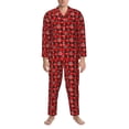 thumbnail image 3 of Fotbe Snowflakes On A Buffalo Plaid Pijama de Hombre con Estampado de Manga Larga, Conjunto de 2 Piezas, Ropa de Dormir Suave y Cómoda con Bolsillos-XX-Large, 3 of 7