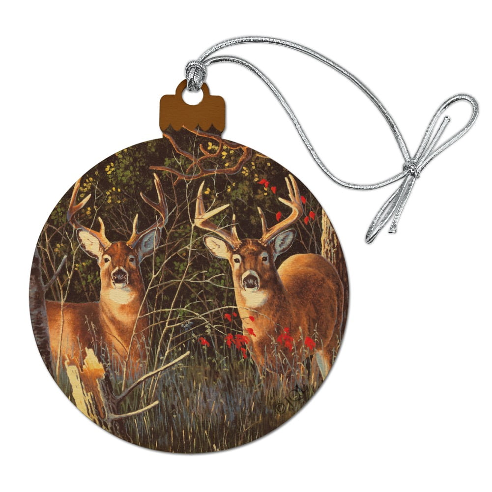 Deer in the Woods Wood Christmas Tree Holiday Ornament