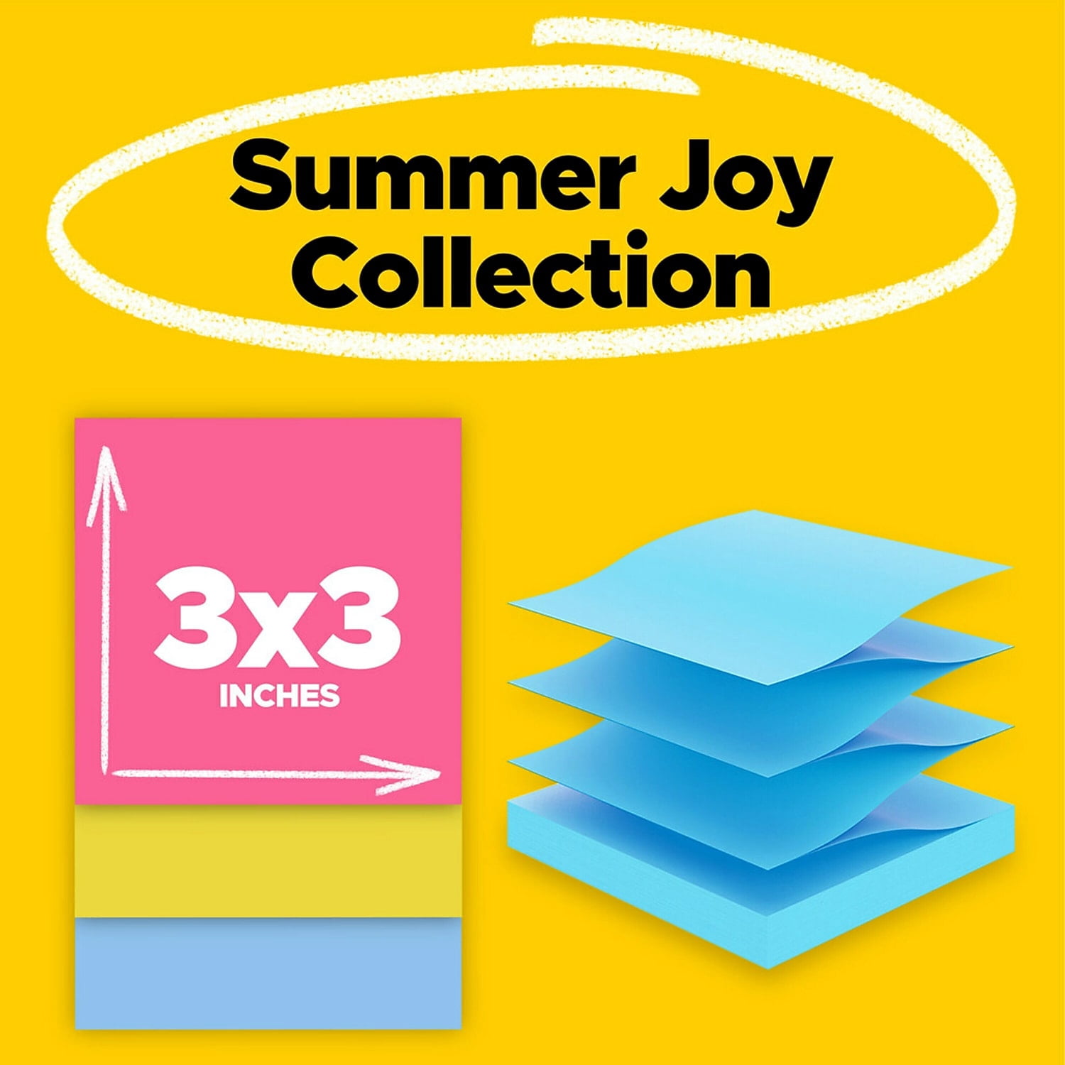 Post-it® Summer Joy Adhesive Note, 90 Notes/Pad, R33018SSJOYCP