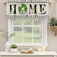 thumbnail image 2 of Rustic Home Curtain Valances for Windows, Kitchen Valance Window Treatments Panel 2 Pack, Eucalyptus Leaves Floral Beige Buffalo Plaid Rod Pocket Short Curtains for Bathroom Bedroom 42 x 12 Inch, 2 of 8
