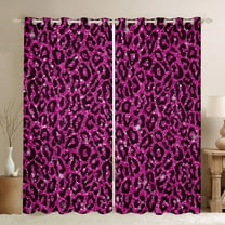 Feelyou Cheetah Leopard Print Black Out Curtains, Fuchsia Bling Art Curtains Pack of 2 (42x63 Each), Chic Polka Dot Abstract Bedroom Curtains, Window Curtains Bedroom Decor