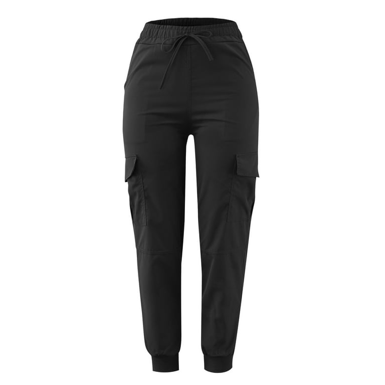 HDE Yoga Dress Pants for Women Straight Leg Pull On Pants with 8 Pockets  Black - M Long 