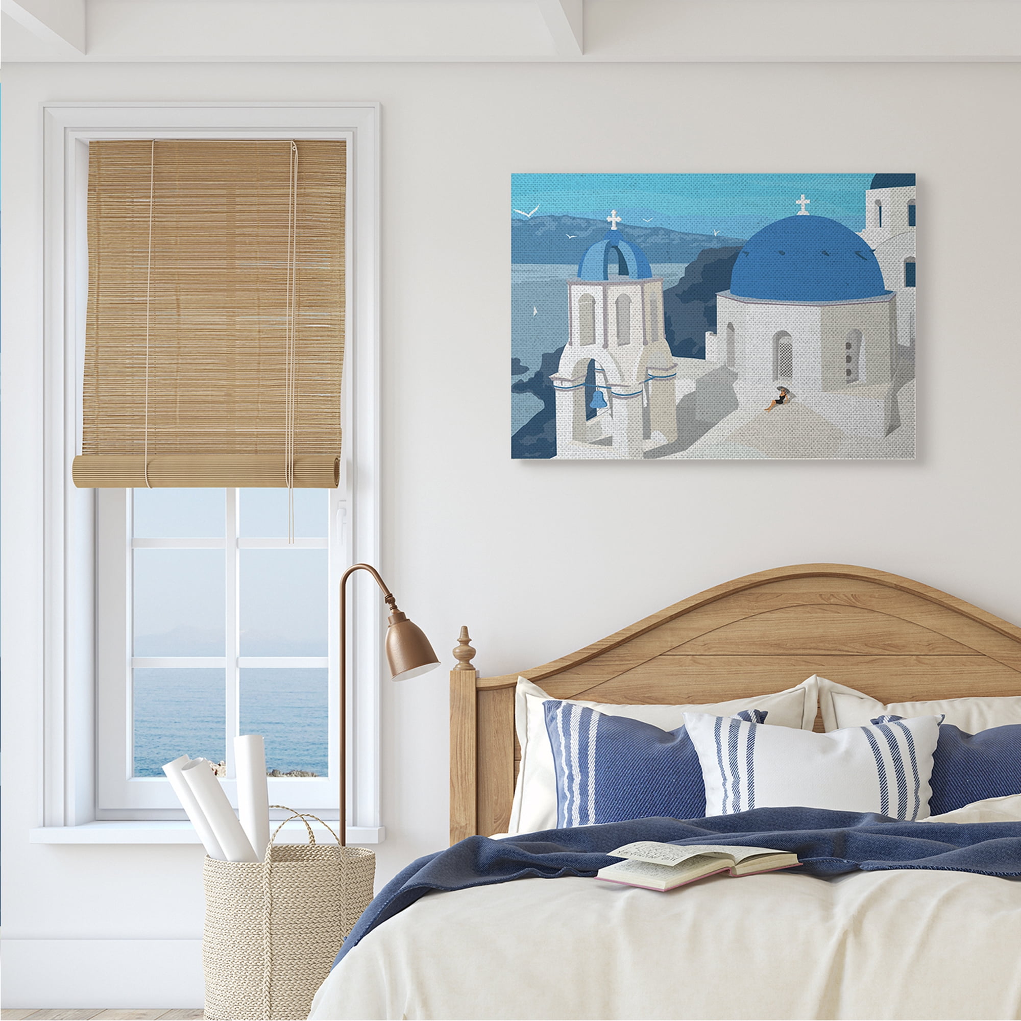 Stupell Industries Cliffside European Church Architecture Woman Resting Abstract Painting Gallery Wrapped Canvas Art Print Wall Art, 24 x 30