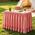 thumbnail image 5 of Gingham Table Skirt, 6ft Desk Skirts for Teacher Desk, Ruffled Hook and Loop Teacher for Teacher Desks, Parties and Display Tables, Red, 5 of 7