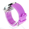 thumbnail image 4 of SA106 Womens Minimal Modern Silicone Round Rhinestone Analog Wrist Watch Pink, 4 of 4