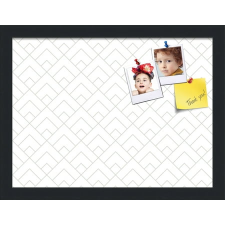 PinPix 16x12 Custom Cork Bulletin Board Peaks Modern Pattern White Grey Poster Board Has a Fabric Style Canvas Finish Framed in Peaks Modern Pattern White Grey by ArtToFrames (PinPix-1795)