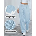 thumbnail image 4 of Aivtalk Womens Striped Gingham Pants Cotton Pajama Lounge Boxer Pants Casual Plaid Pj Bottoms Y2K Beach VacationTrousers with Pockets Light blue XL, 4 of 7