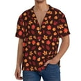 thumbnail image 7 of Lsque fall Maple leaf print Men's Cuban Collar Short Sleeve Shirt Summer Beachwear Casual Button Down Fashionable Vacation Leisure Shirt-Large, 7 of 7