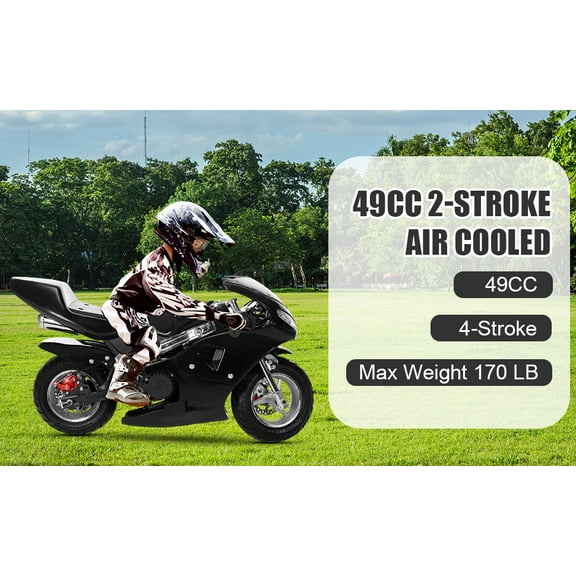 Thehsnt 49cc Gas-Powered Teen Dirt Bike - Dual Headlight Mini Motorcycle w/ High-Low Beam | 2-Stroke Engine (13 Years)
