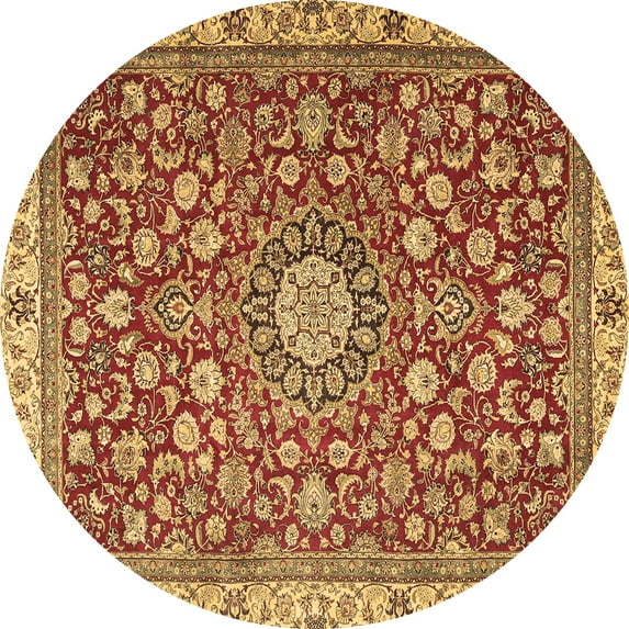 Ahgly Company Indoor Round Medallion Brown Traditional Area Rugs, 6' Round